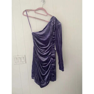 Privacy Please Kerry Mini Dress Medium Purple One Shoulder Sling Sleeve M105